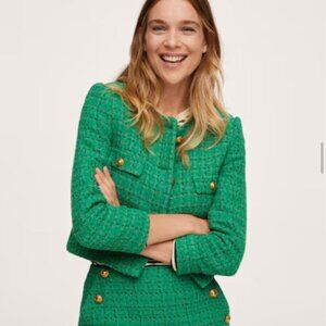 Pocket Tweed Jacket and Tweed buttoned miniskirt (SET)